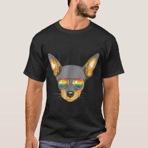 T-shirt Drapeau Gay pride chien lunettes de soleil Lgbt