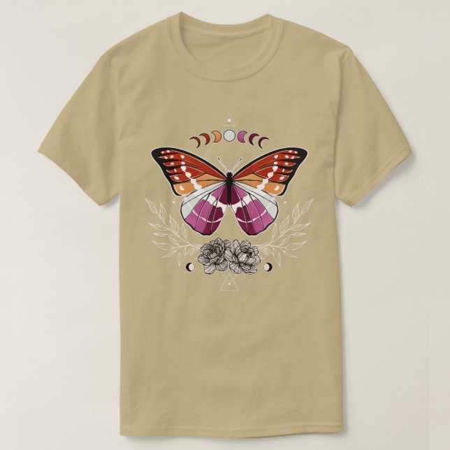T-shirt Drapeau Gay pride LGBT du papillon lesbien (Design devant)