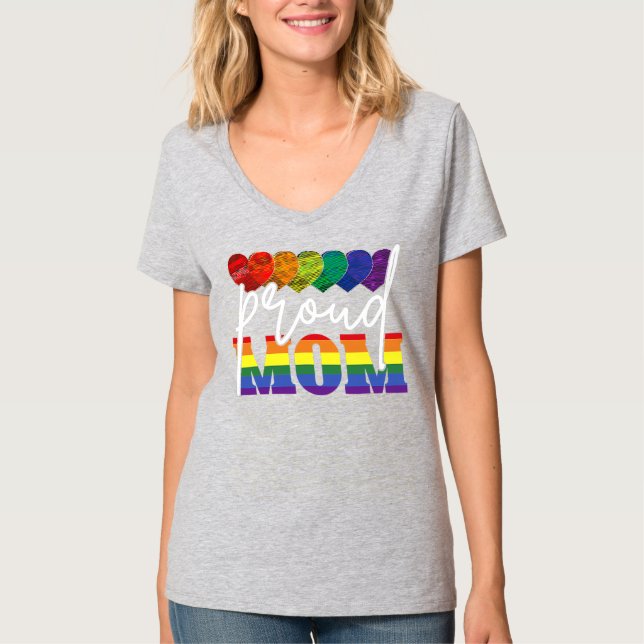 T-shirt Drapeau Gay pride LGBT Fier Maman Fête des mères C (Devant)