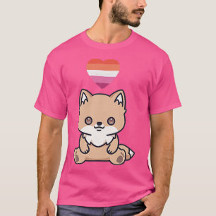 T-shirt Drapeau Gay pride LGBTQ Fox lesbienne Kawaii Heart