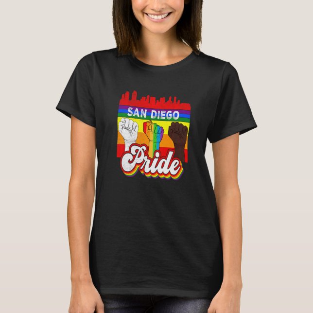 T-shirt Drapeau Gay pride Rainbow de San Diego California  (Devant)