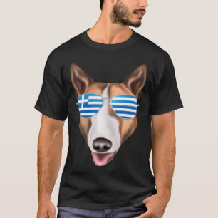 T-shirt Drapeau grec Bull Terrier Chien Grèce Poche