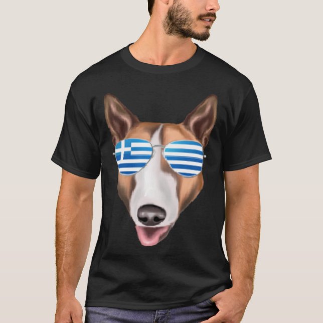 T-shirt Drapeau grec Bull Terrier Chien Grèce Poche (Devant)
