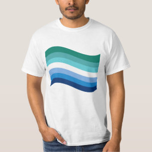 T-shirt Drapeau gris mâle Azure Wavy