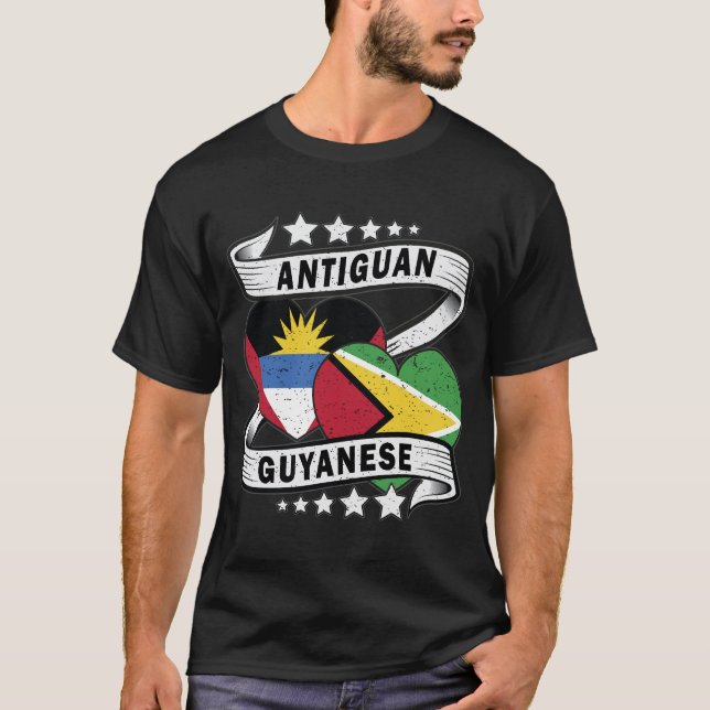 T-shirt Drapeau Guyanais Et Antiguan (Devant)