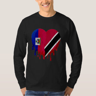 T-shirt Drapeau Haïti Trinité-et-Tobago Cœur Cultivé Patri