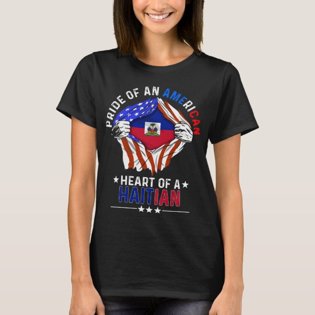 T-shirt Drapeau haïtien-américain pays étranger Haïti (Devant)