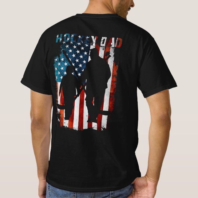 T-shirt Drapeau Hockey Papa Fête des pères USA (Dos)