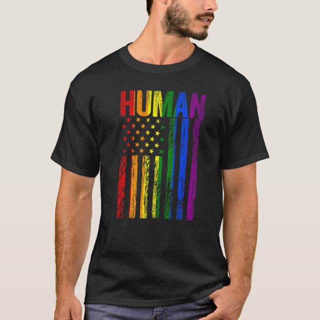 T-shirt Drapeau humain Lgbt Gay pride Mois Usa Drapeau Rai (Devant)