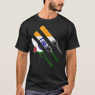 T-shirt Drapeau indien de cricket pour un joueur de cricke