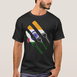 T-shirt Drapeau indien de cricket pour un joueur de cricke