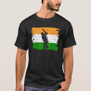 T-shirt Drapeau Indien Des Joueurs De Cricket Drapeau De L