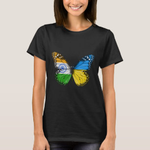 T-shirt Drapeau indien ukrainien Papillon Inde Ukraine 