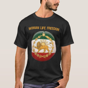T-shirt Drapeau Iran Femme Vie Liberté Lion & Soleil Shiro