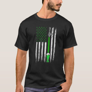 T-shirt Drapeau irlandais américain en détresse Bière St P