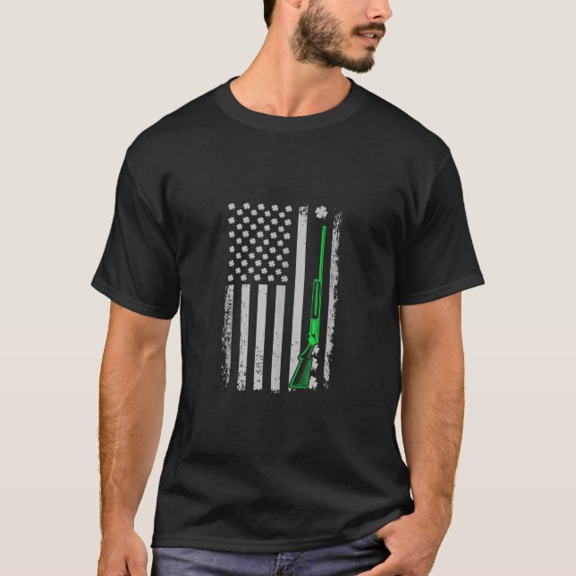 T-shirt Drapeau irlandais américain St Patrick s Day Hunti (Devant)