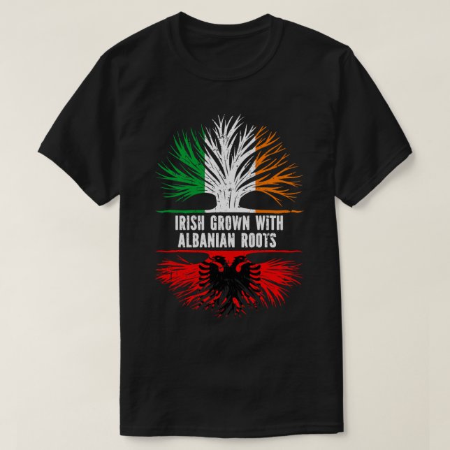 T-shirt Drapeau Irlandais Avec Racines Albanaises Irlande (Design devant)