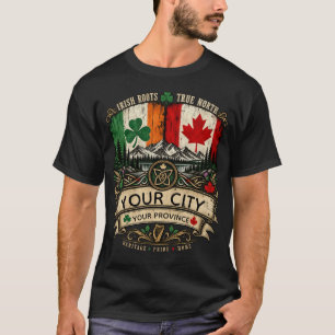 T-shirt Drapeau irlandais canadien personnalisé Ville Prov