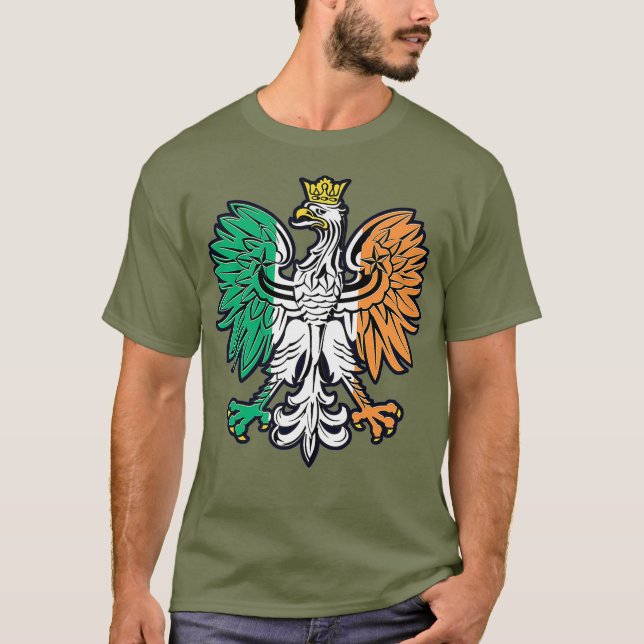 T-shirt Drapeau irlandais couleurs Polonaise Eagle Pride (Devant)