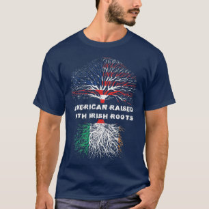 T-shirt Drapeau irlandais de l'Américain élevé avec racine