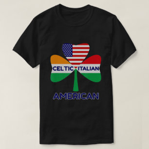 T-shirt Drapeau Irlandais Italien Américain Et Shamrock Ce