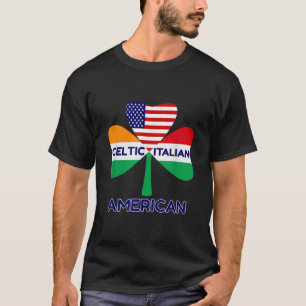 T-shirt Drapeau Irlandais Italien Américain Et Shamrock Ce