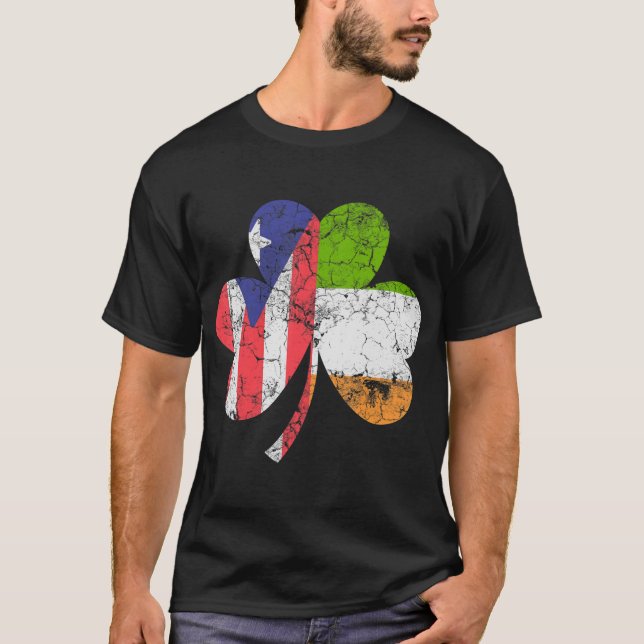 T-shirt Drapeau irlandais Porto Rico Irlande Shamrock St. (Devant)