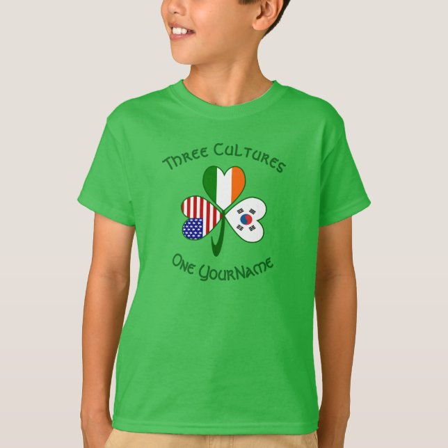 T-shirt Drapeau irlandais sud-coréen Shamrock personnel (Devant)