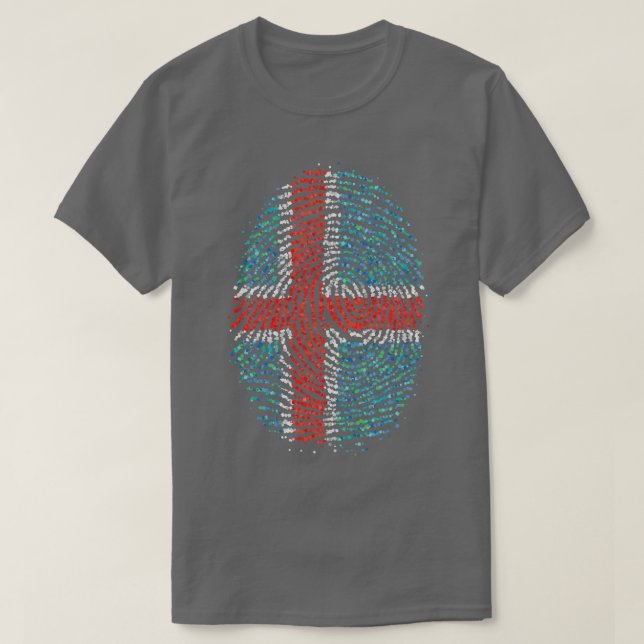 T-shirt Drapeau islandais d'empreintes digitales (Design devant)