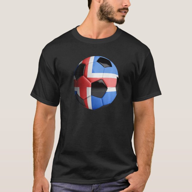 T-shirt Drapeau Islande Football Soccer Ball (Devant)