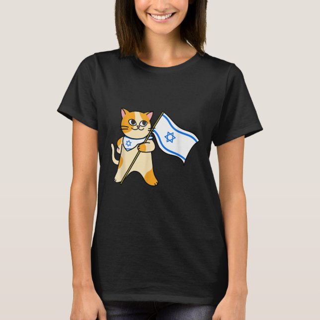 T-shirt Drapeau israélien chat sioniste pro-israël juif (Devant)