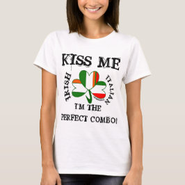 T-shirt Drapeau ITALIEN IRLANDAIS SHIRT VNECK KISS ME ! mu