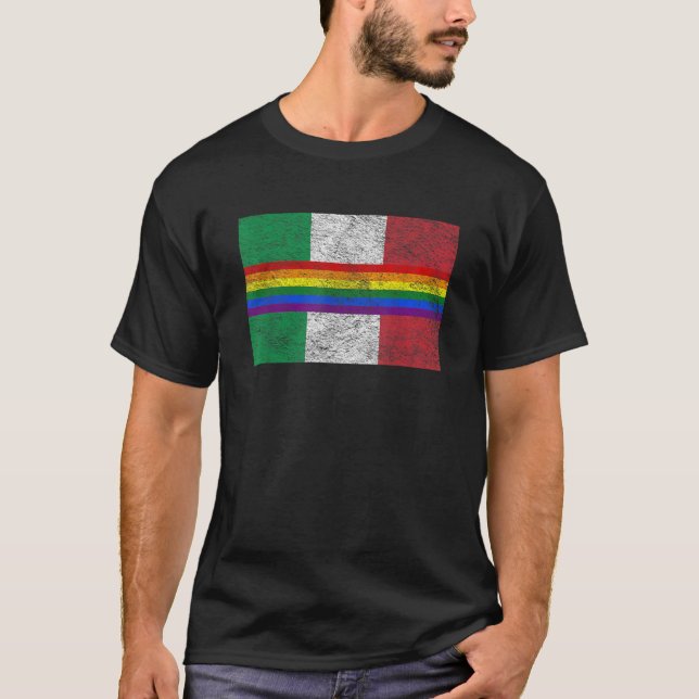 T-SHIRT DRAPEAU ITALIEN LGBTQ GAY PRIDE RAINBOW BANNER T S (Devant)