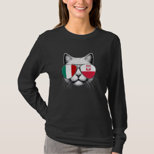 T-shirt Drapeau italien polonais Funny Chat Italie Pologne