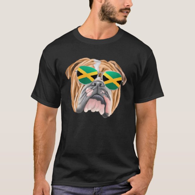 T-shirt Drapeau jamaïcain Chien Chien Chien de Jamaïque Po (Devant)
