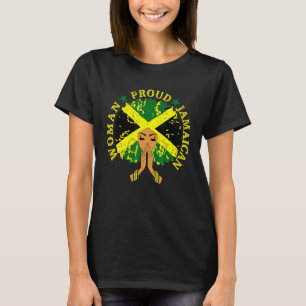 T-shirt Drapeau jamaïcain Femme noire Fière Jamaïque Afro