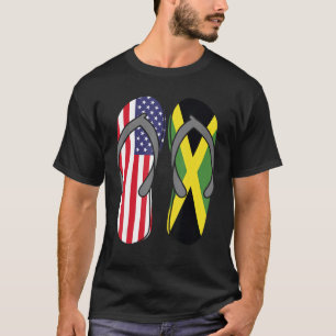 T-shirt Drapeau jamaïcain Sandales USA Jamaïque racine Pr
