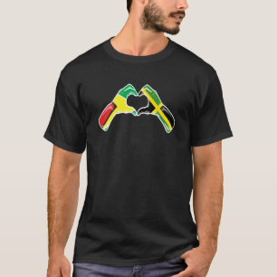 T-shirt Drapeau Jamaïque Guyana Cœur Jamaïcain Guyanais