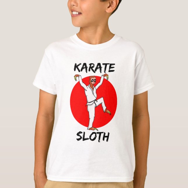 T-shirt Drapeau Japonais Avec Karate Sloth (Devant)