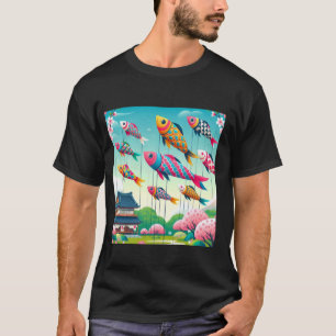 T-shirt Drapeau japonais Carpe Koi Kanji Koinobori