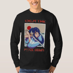 T-shirt Drapeau japonais de la fille Samurai Katana