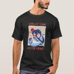 T-shirt Drapeau japonais de la fille Samurai Katana