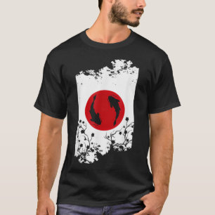 T-shirt Drapeau japonais Koi et Fleurs