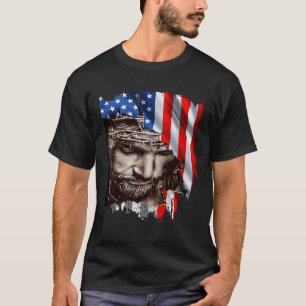 T-shirt Drapeau Jésus Usa 4 juillet Fête de l'Indépendance