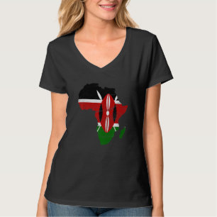 T-shirt Drapeau Kenya Afrique Contour du Continent Cadeau