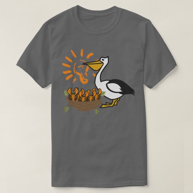 T-shirt Drapeau LA de la Louisiane Brown Pélican (Design devant)