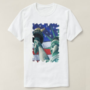 T-shirt Drapeau Lady Liberty USA Statue Arrière - plan de