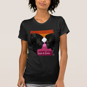 T-shirt Drapeau lesbien avec deux silhouettes de femme