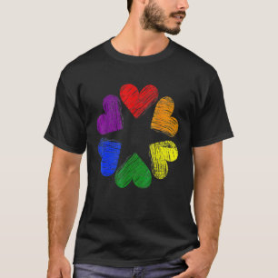 T-shirt Drapeau Lgbt Coeur Arc En Ciel Cercle Des Coeurs A