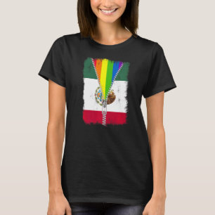 T-shirt Drapeau Lgbt Mexique Zip Arc-en-ciel Gay pride mex